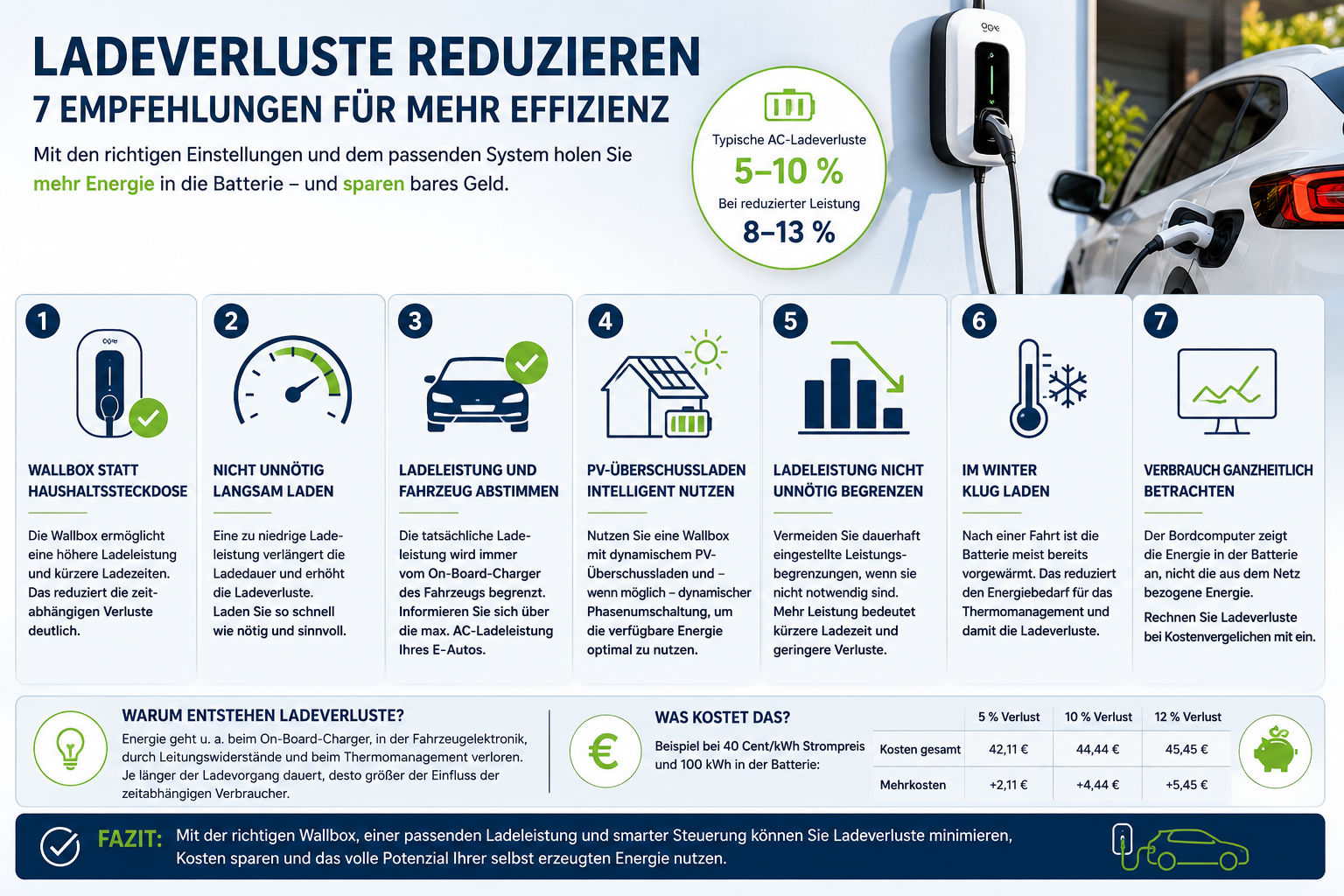 Tipps, wie man Ladeverluste reduzieren kann.