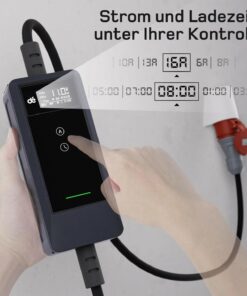 Mobile Ladestation 11 kW v2 mit Display zur Einstellung von Ladestrom und Ladezeit