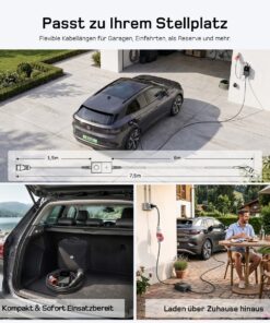 Mobile Wallbox 11 kW mit 7,5 m Ladekabel für flexible Ladeorte und Elektroautos