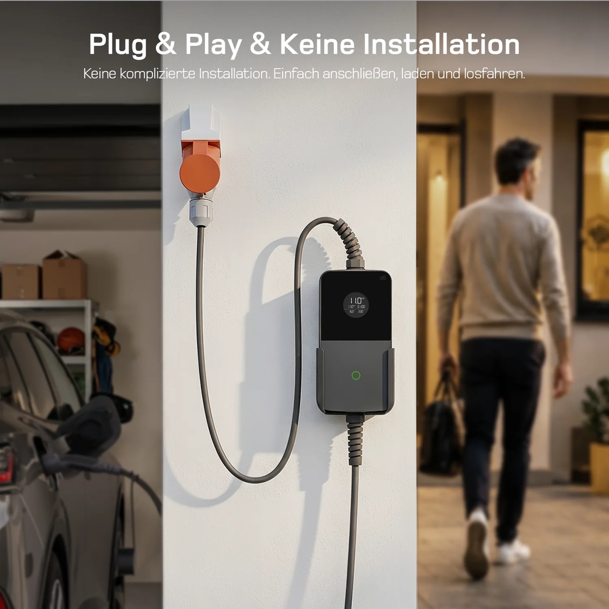 Mobile Wallbox 11 kW mit Plug-and-Play-Anschluss ohne aufwendige Installation Mobile Wallbox 11 kW mit Plug-and-Play-Anschluss ohne aufwendige Installation