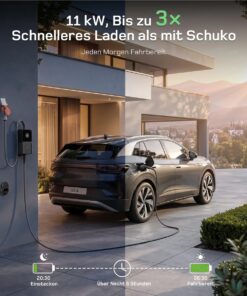 Mobile Wallbox 11 kW für schnelles Laden von Elektroautos über Nacht