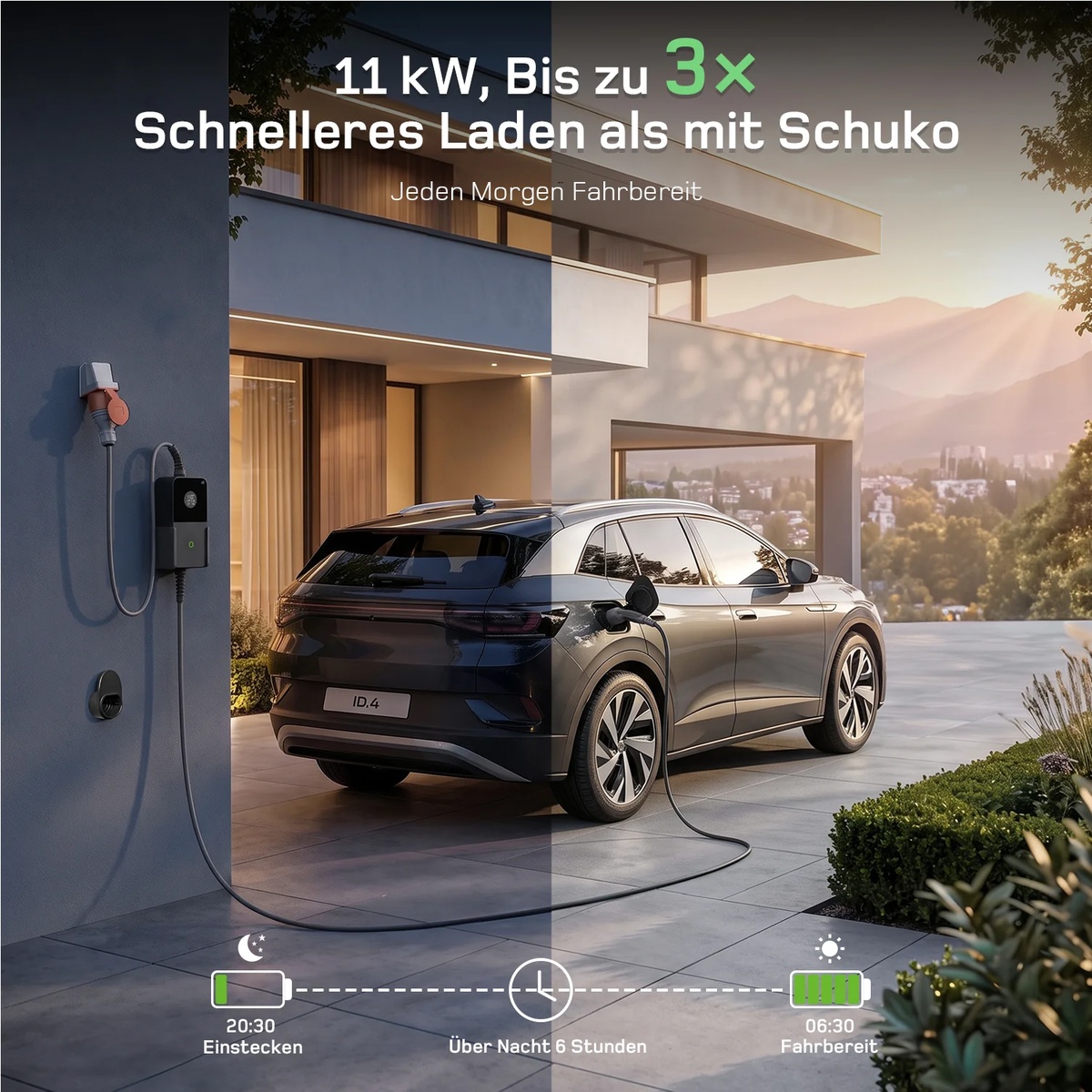 Mobile Wallbox 11 kW für schnelles Laden von Elektroautos über Nacht Mobile Wallbox 11 kW für schnelles Laden von Elektroautos über Nacht