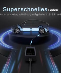 Mobiles Typ-2-Ladekabel mit Schuko-Anschluss für schnelles Laden eines Elektroautos mit bis zu 3,7 kW