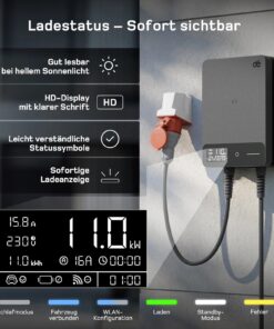dé Wallbox 11 kW mit HD-Display, Ladestatusanzeige und gut lesbarer Ladeleistung