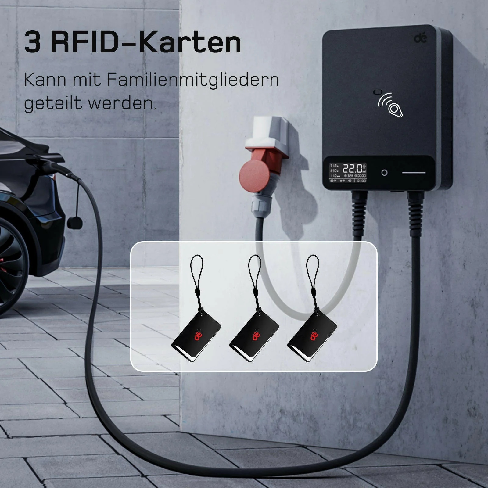 dé Wallbox 22 kW mit Montagewerkzeug, Mikrofasertuch, Steckerhalter und Bedienungsanleitung dé Wallbox 22 kW mit Montagewerkzeug, Mikrofasertuch, Steckerhalter und Bedienungsanleitung