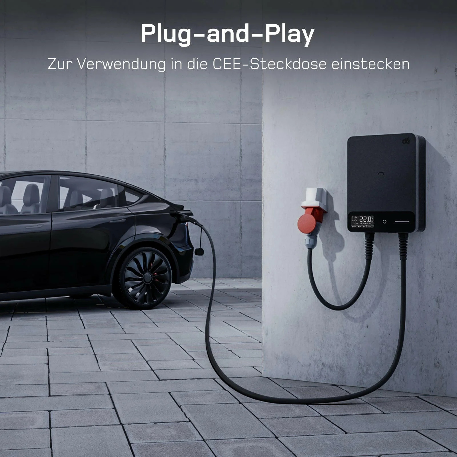 dé Wallbox 22 kW mit CEE-Anschluss zum einfachen Einstecken und Laden per Plug-and-Play dé Wallbox 22 kW mit CEE-Anschluss zum einfachen Einstecken und Laden per Plug-and-Play