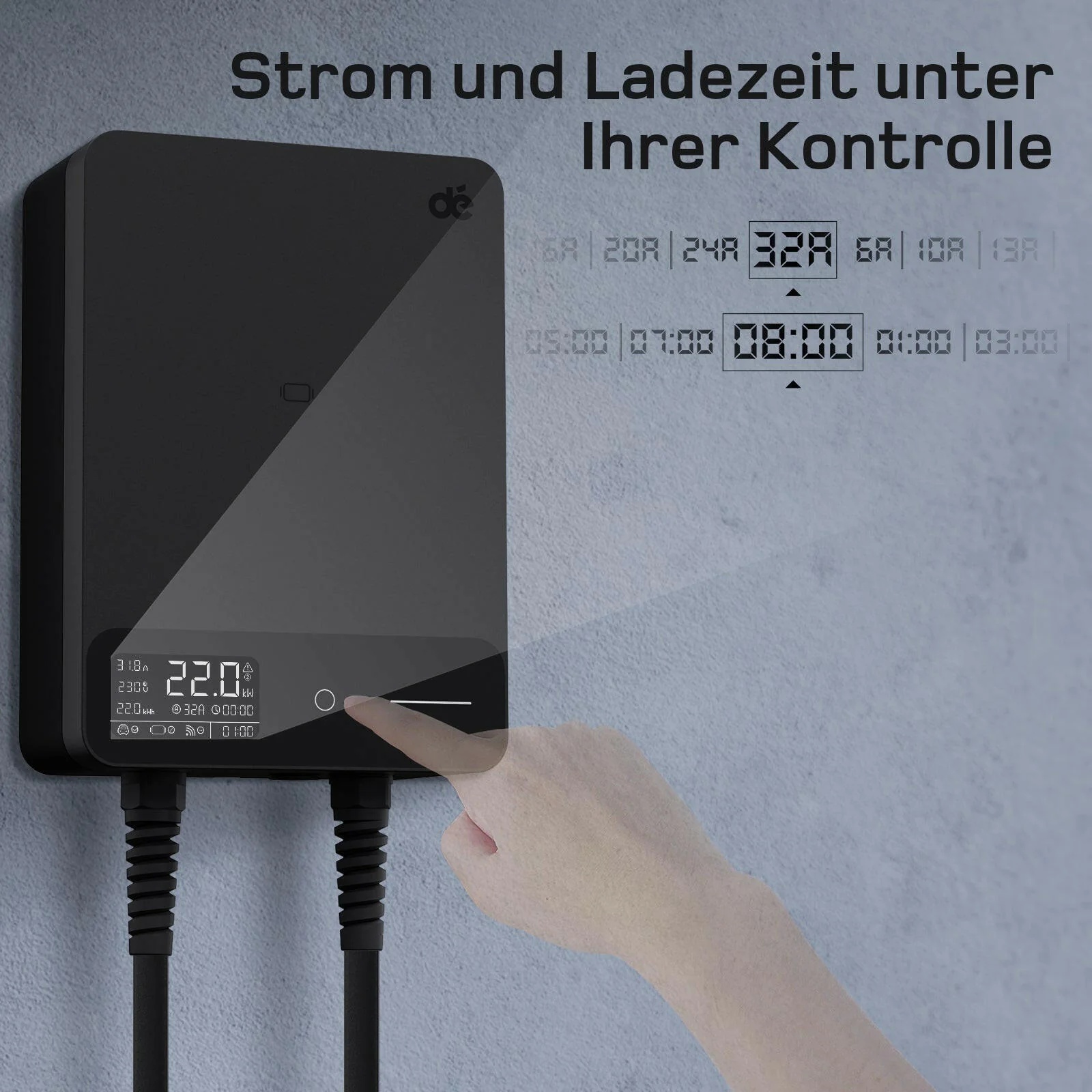 dé Wallbox 22 kW mit einstellbarer Stromstärke und Ladezeit dé Wallbox 22 kW mit einstellbarer Stromstärke und Ladezeit